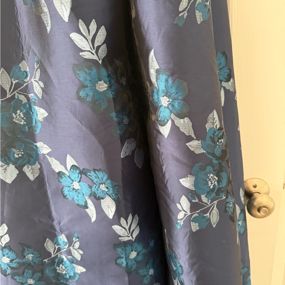 Dessy Collection ; Women's Navy Rose Damask Strapless Cat-Eye Bodice Maxi Dress - Picture 8 of 16